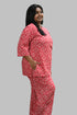Red Ikat Plus Size Cotton Printed Pyjama Set