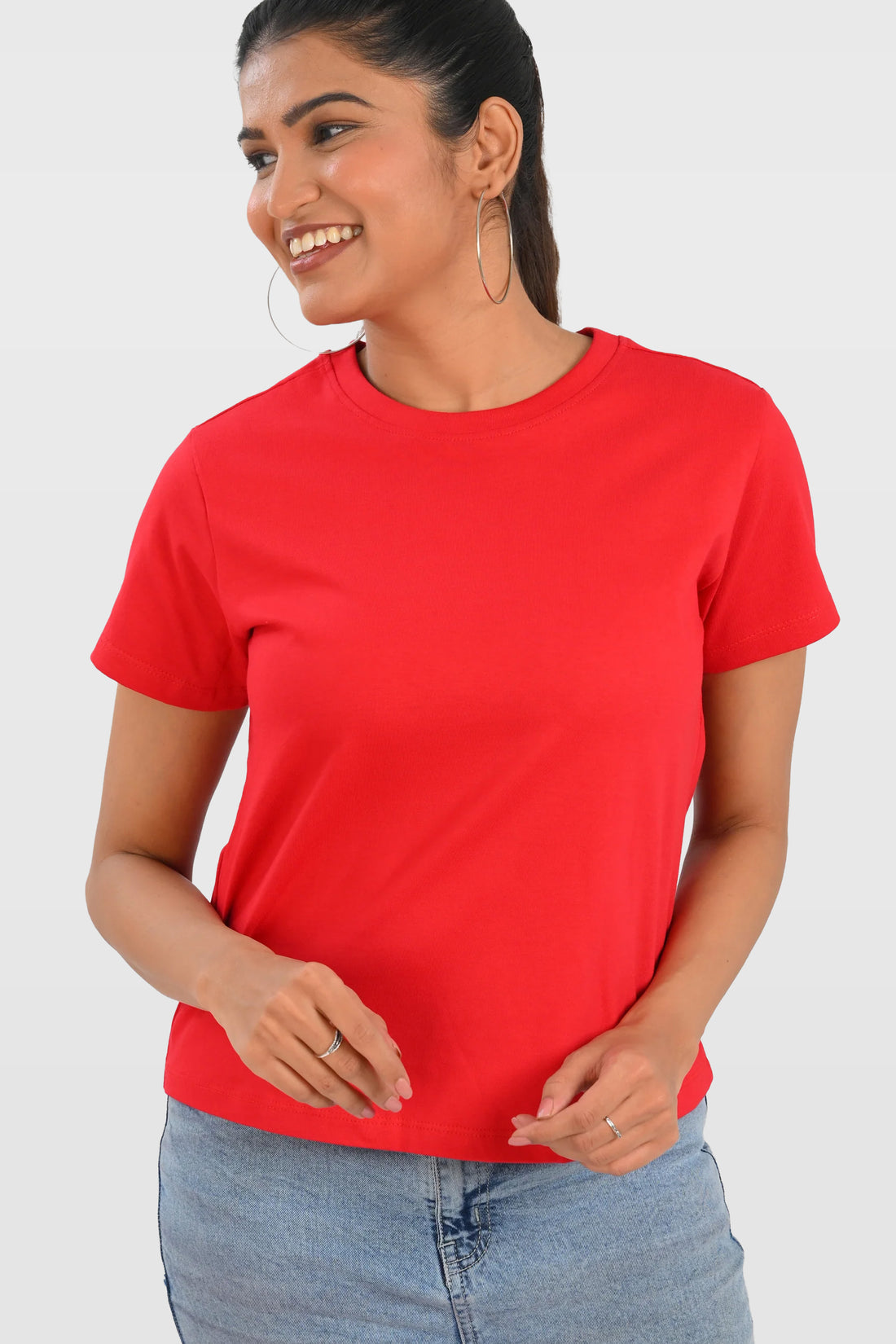 Red Cotton Crew Neck T-Shirt