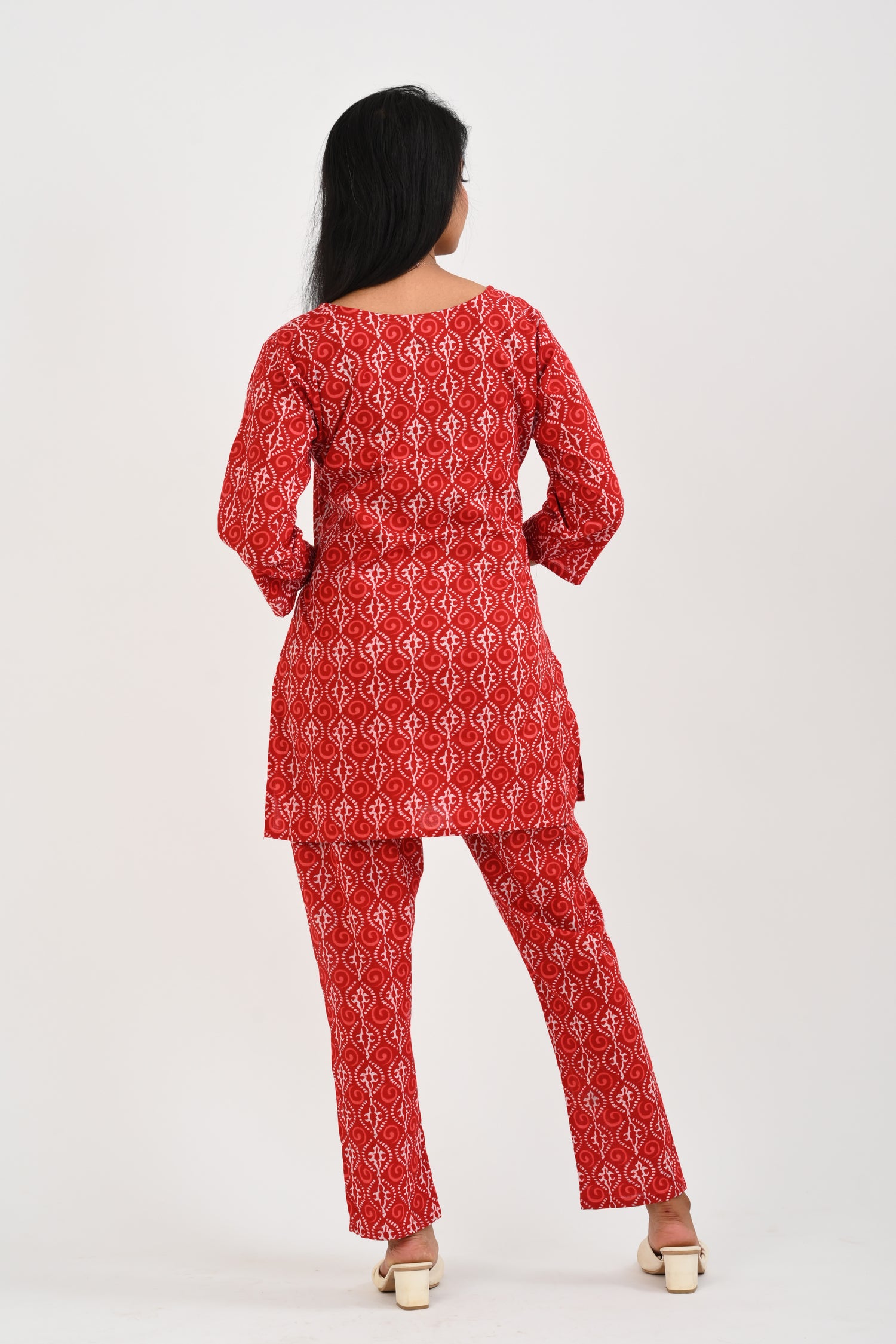 Red Cotton Printed Pyjama Set