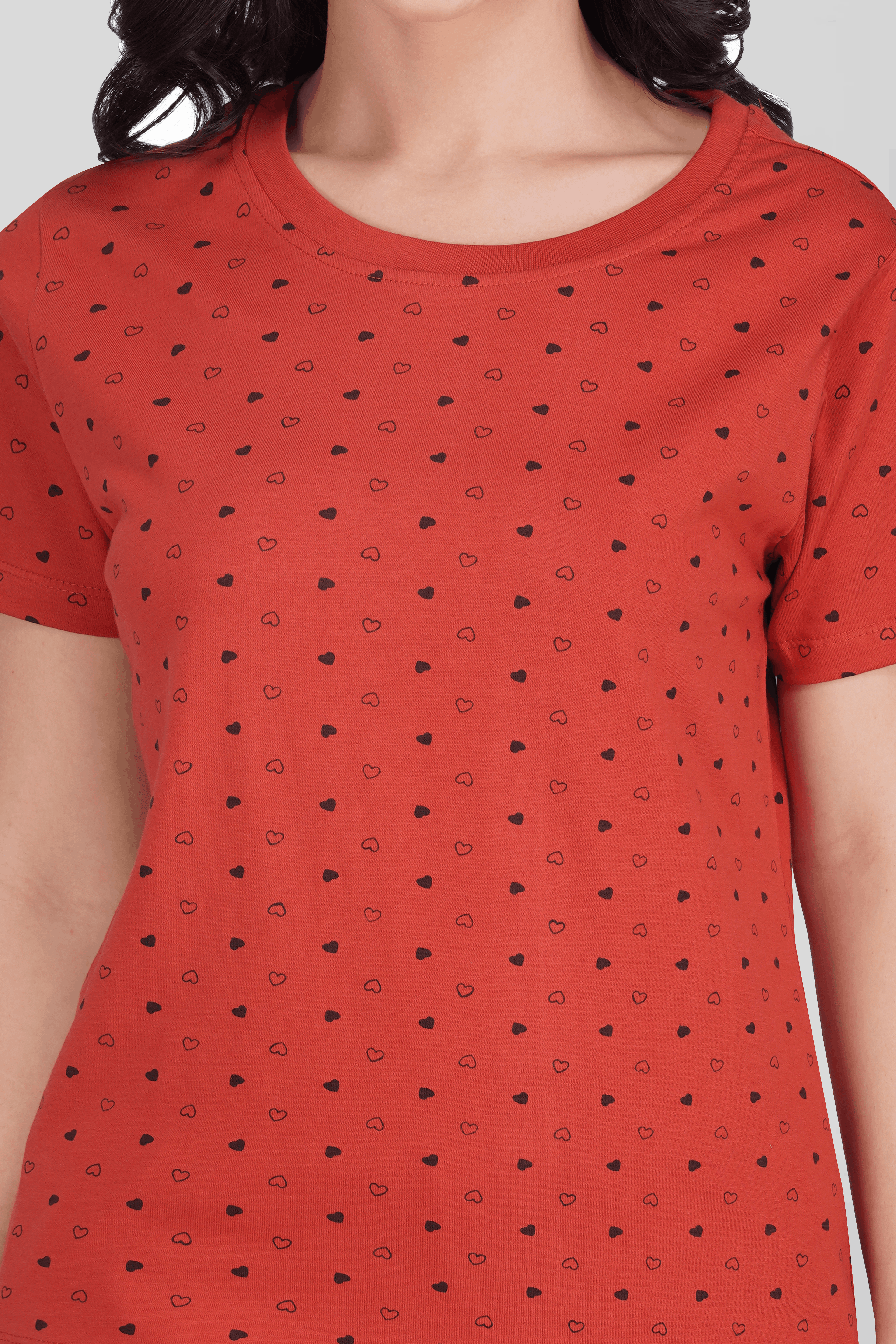 Red Cotton Printed Pyjama Set