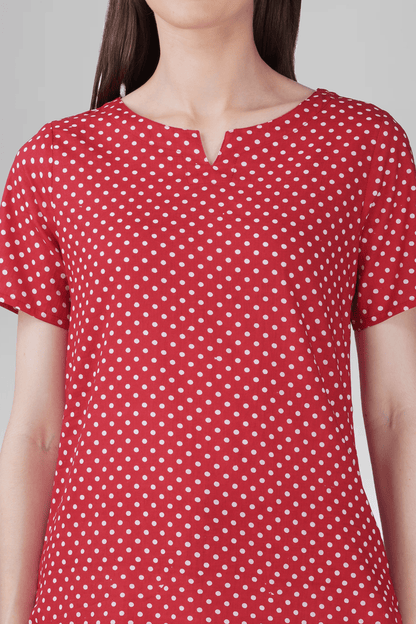 Red Cotton Printed Pyjama Set