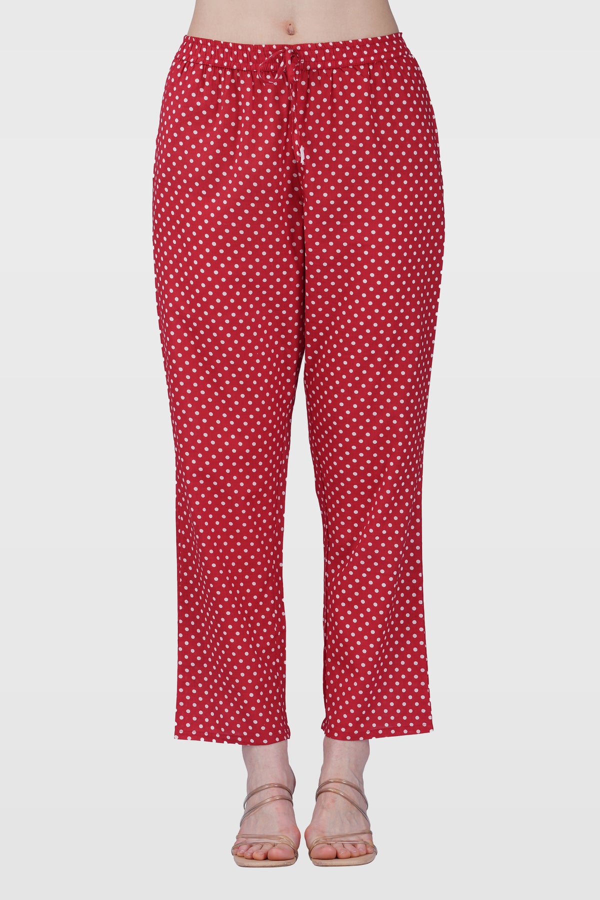 Red Cotton Printed Pyjama Set