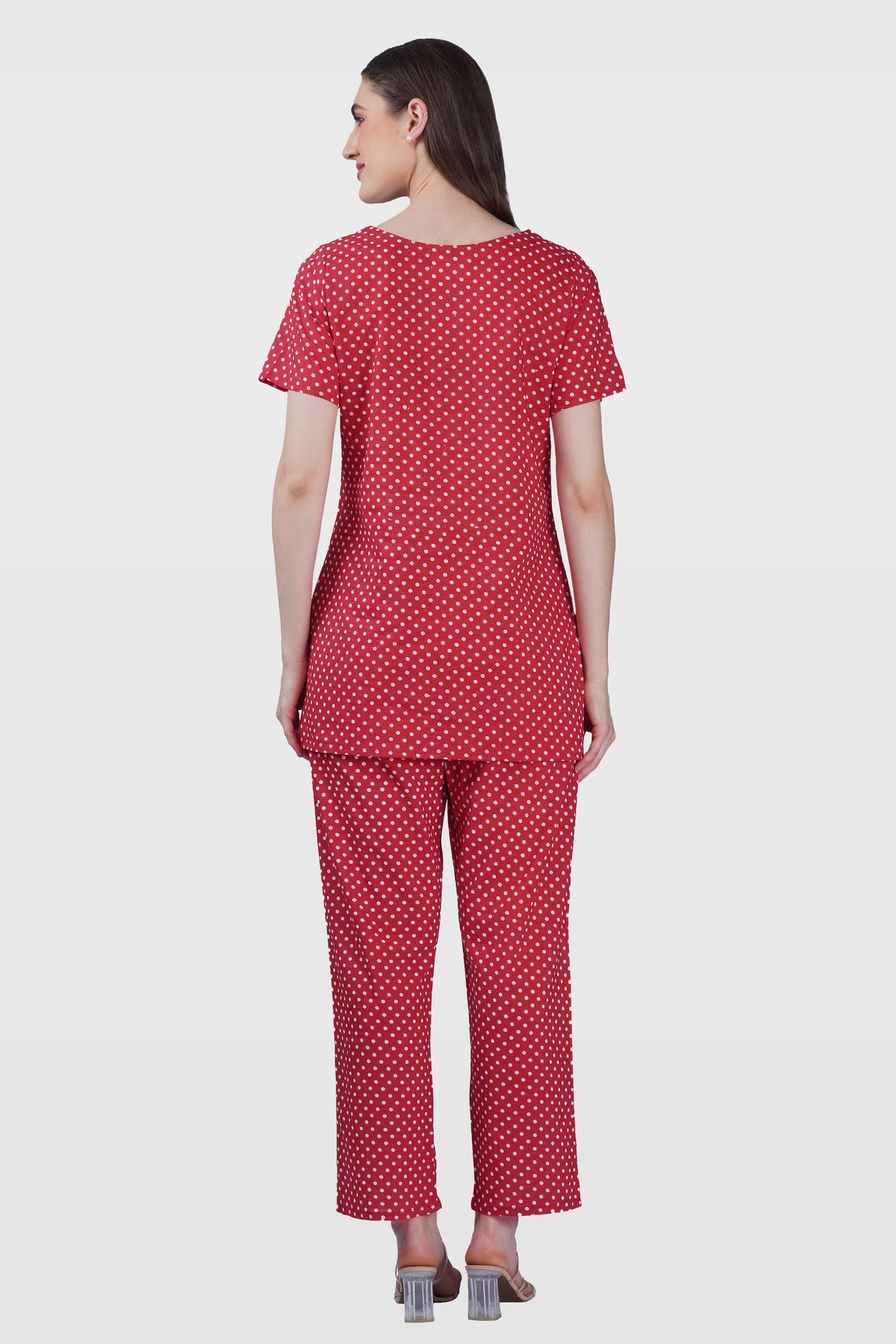 Red Cotton Printed Pyjama Set