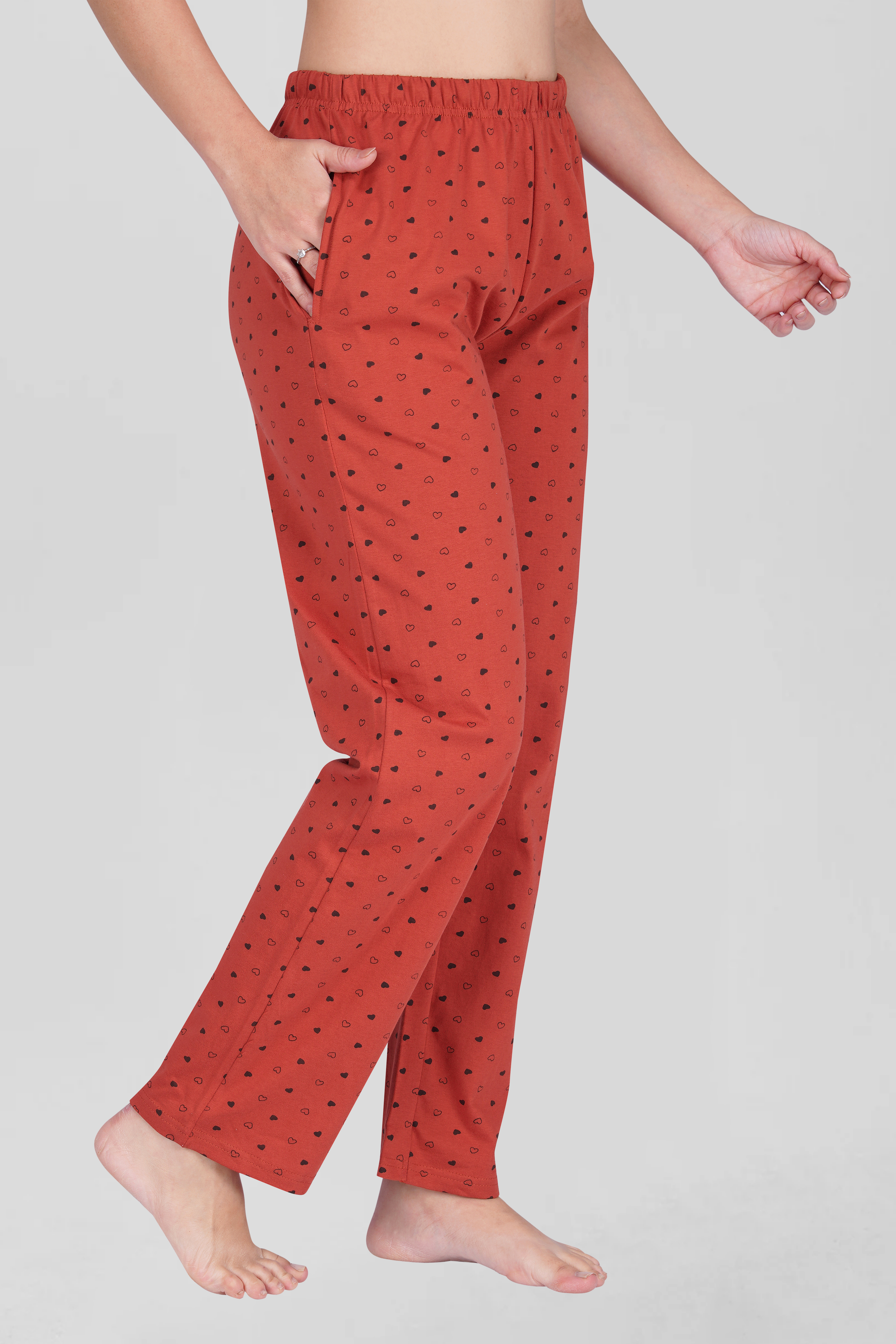 Red Cotton Printed Pyjama Set