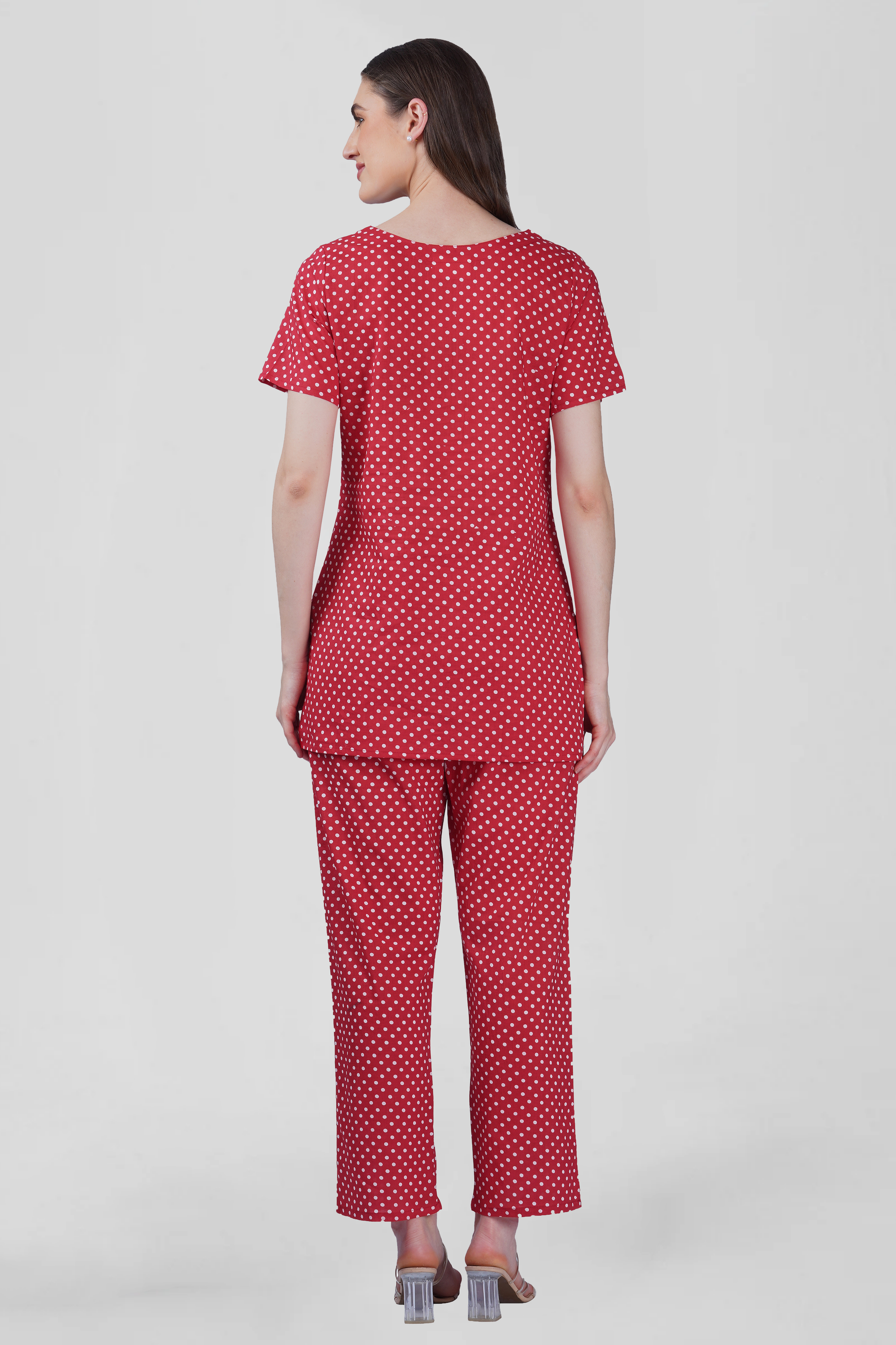 Red Cotton Printed Pyjama Set