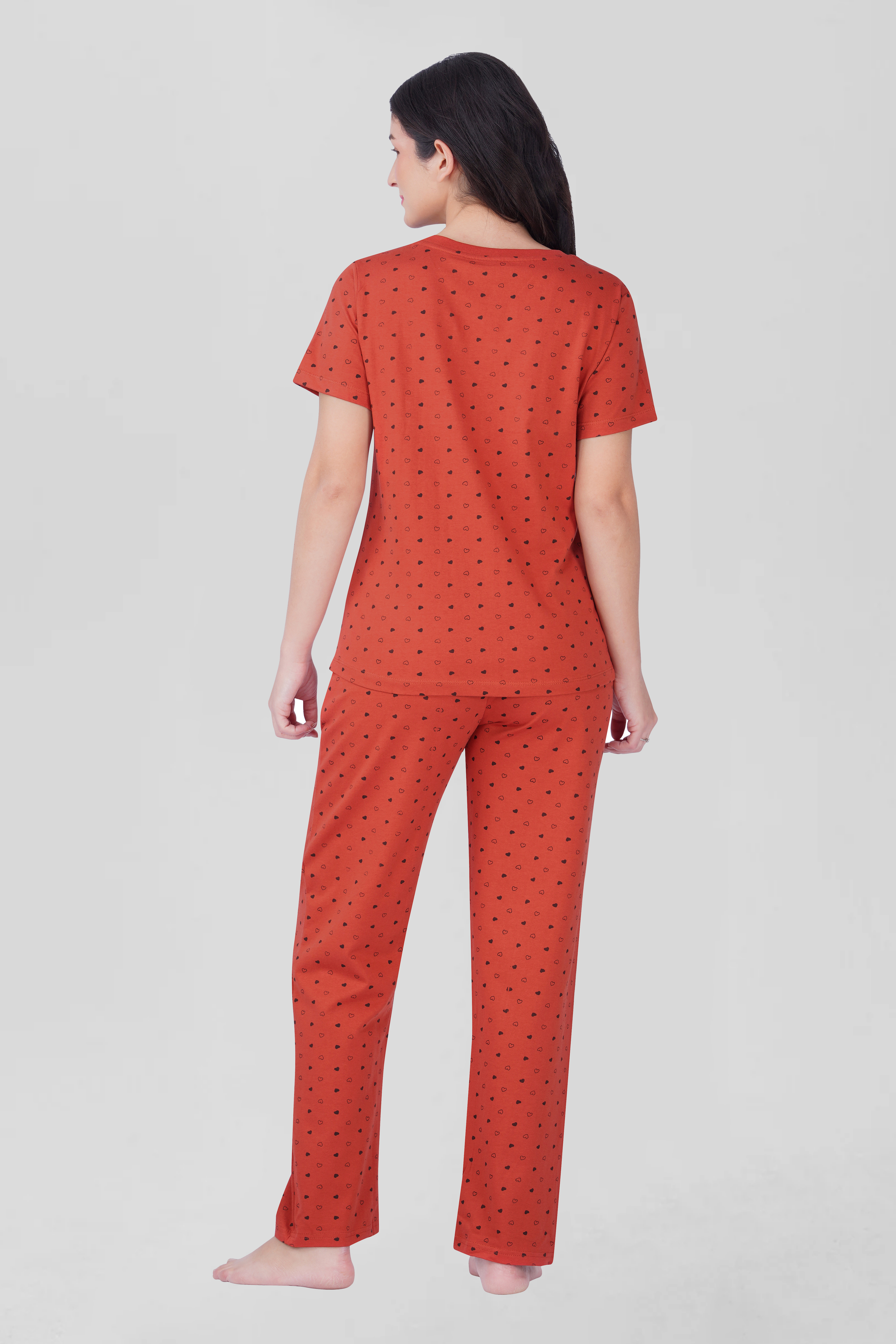 Red Cotton Printed Pyjama Set