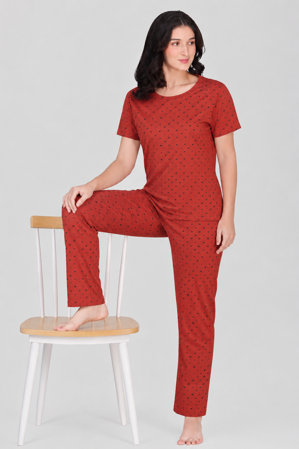 Red Cotton Printed Pyjama Set