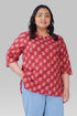 Red Plus Size Cotton Printed Kurti