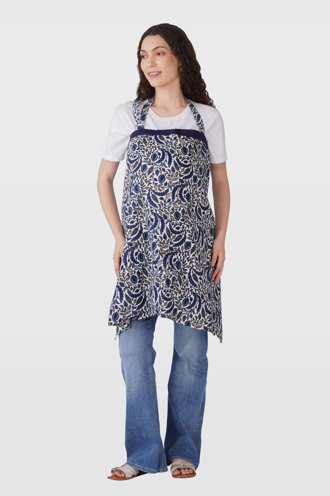Regal Blue Cotton Printed Feeding Apron