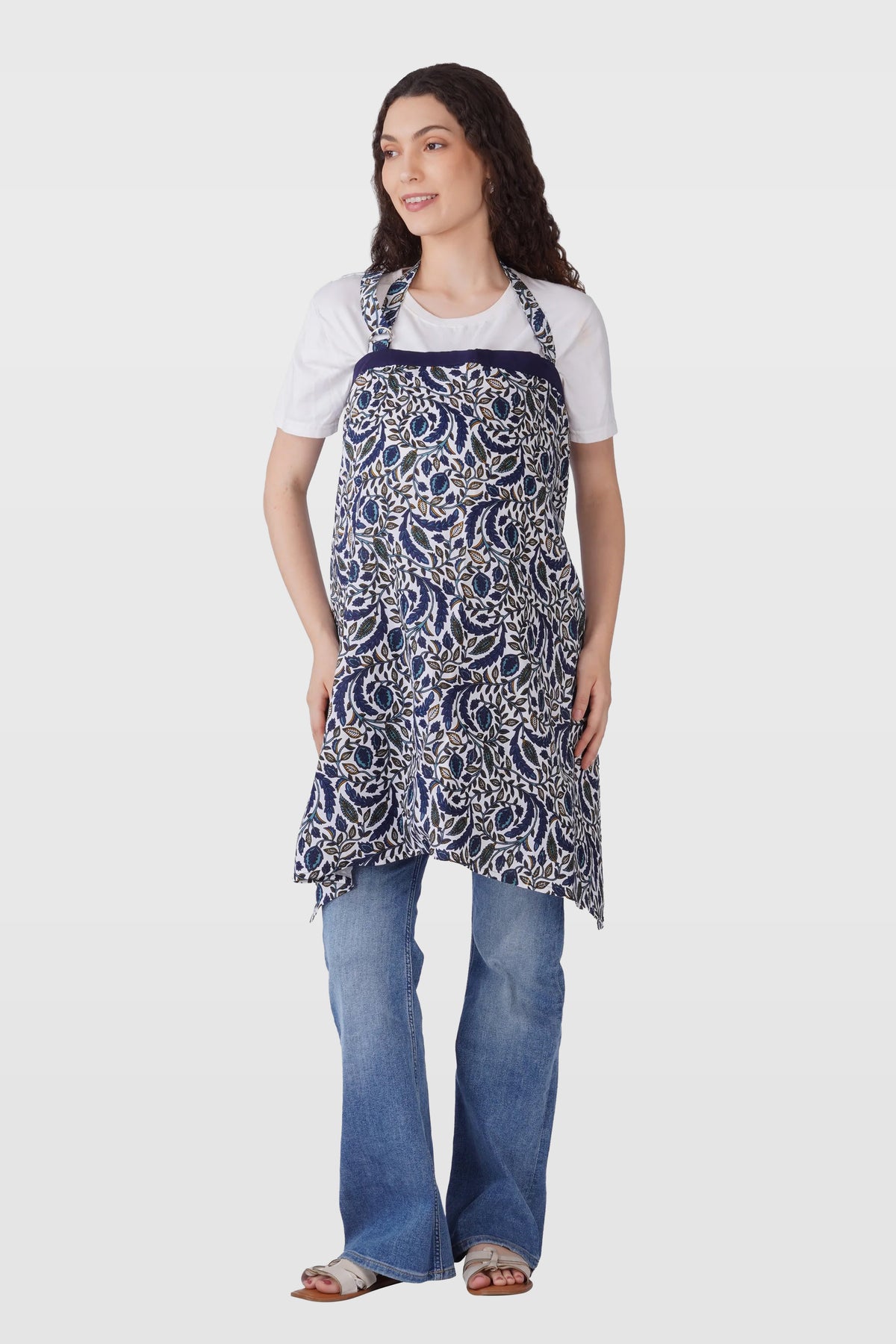 Regal Blue Cotton Printed Feeding Apron
