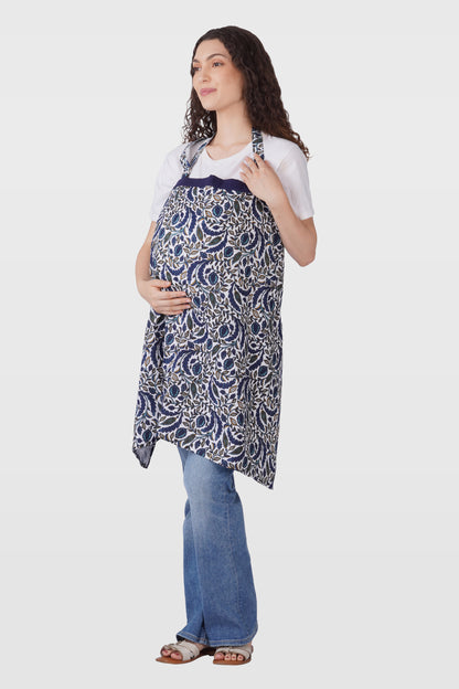 Regal Blue Cotton Printed Feeding Apron