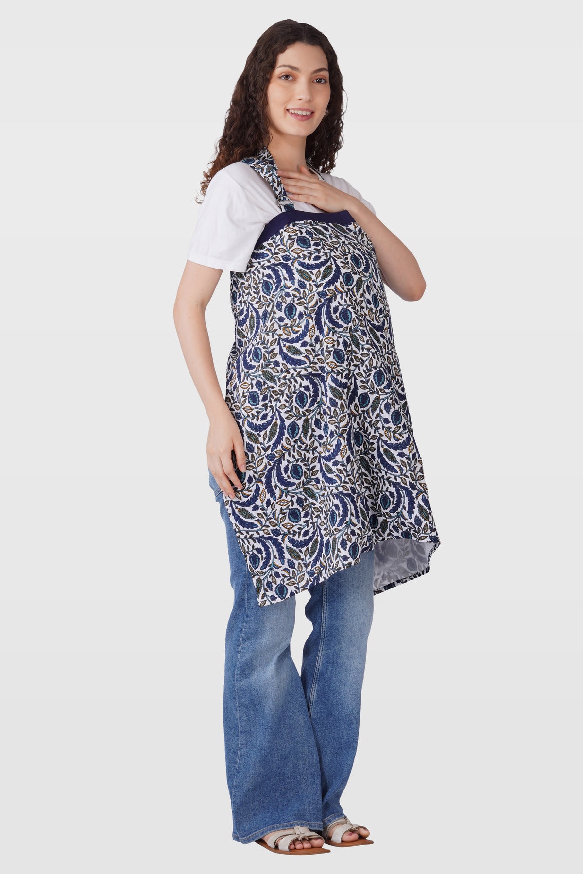 Regal Blue Cotton Printed Feeding Apron