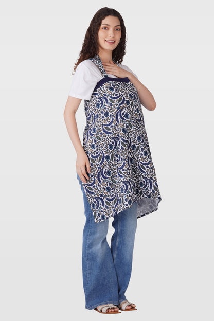 Regal Blue Cotton Printed Feeding Apron