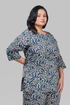 Regal Blue Plus Size Cotton Printed Pyjama Set