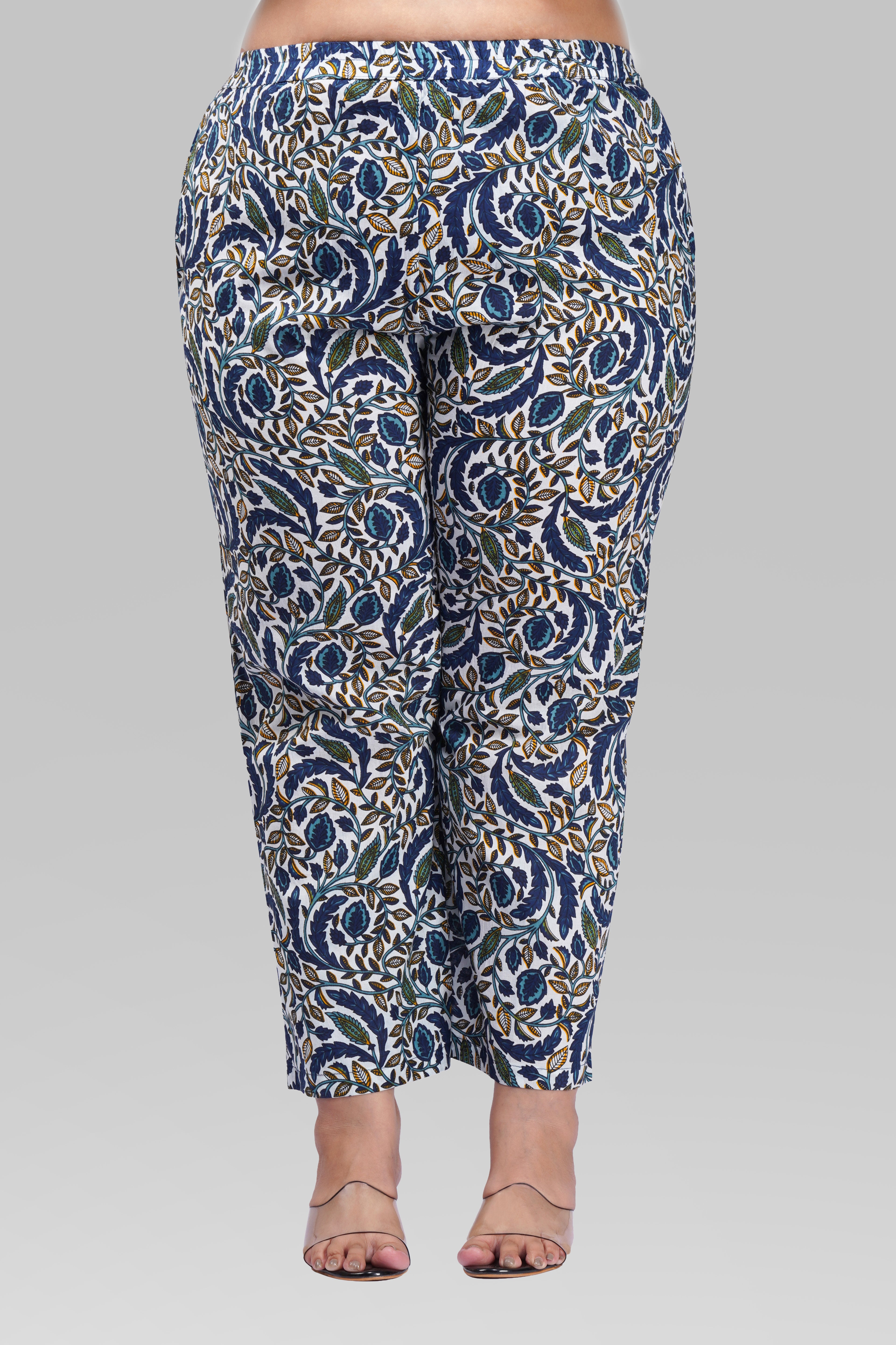 Regal Blue Plus Size Cotton Printed Pyjama Set