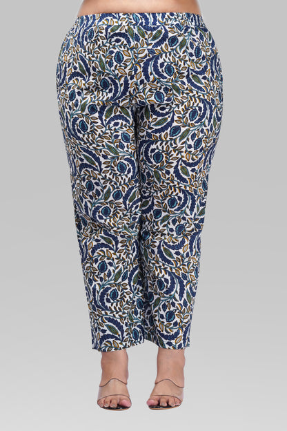 Regal Blue Plus Size Cotton Printed Pyjama Set