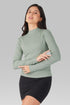 Sea Green Ribbed Mock Neck Long Sleeve Top