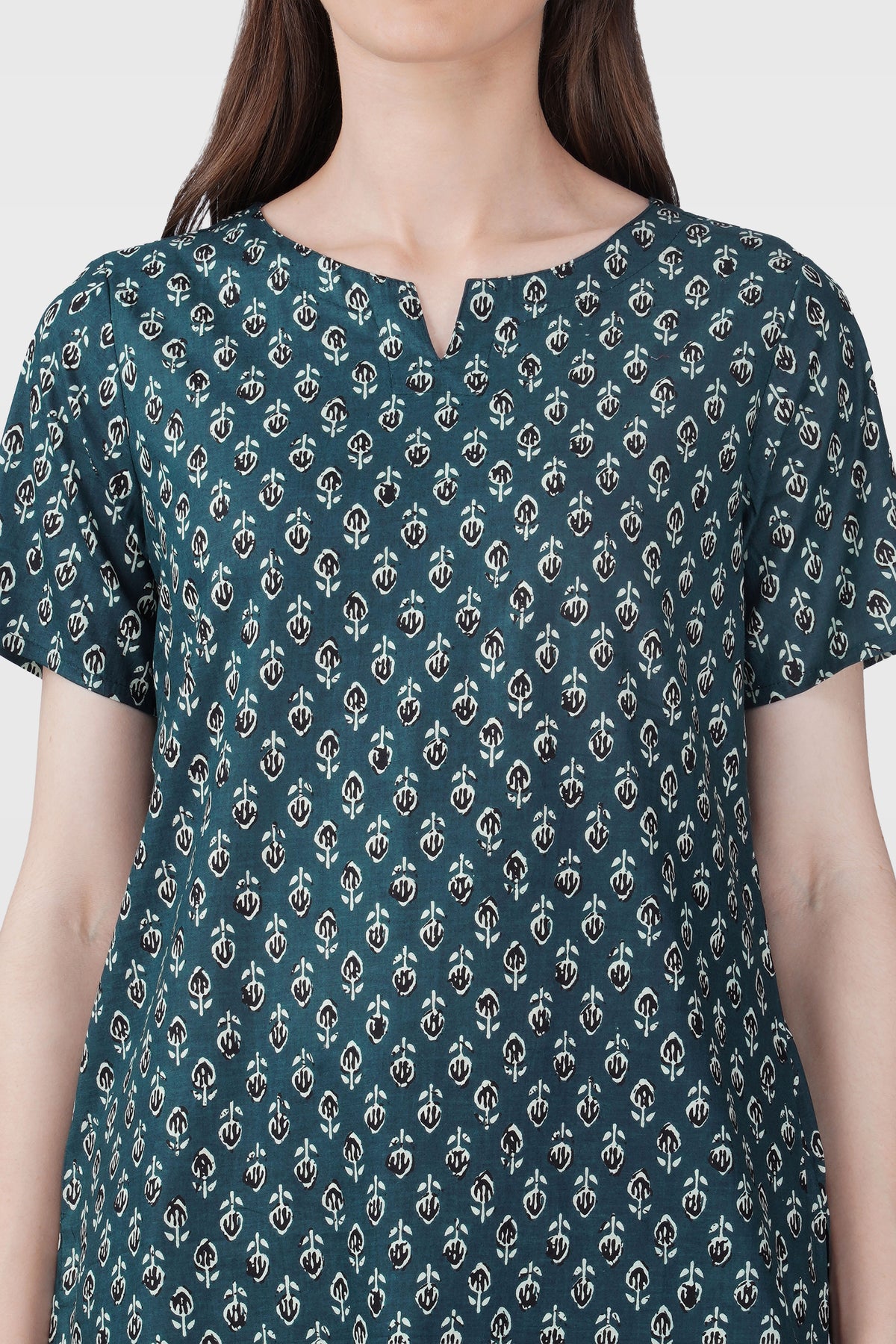 Slate Grey Cotton Printed Pyjama Set