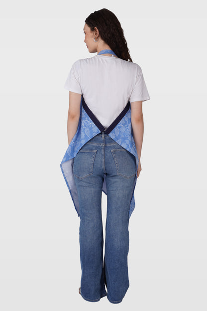 Soft Blue Cotton Printed Feeding Apron