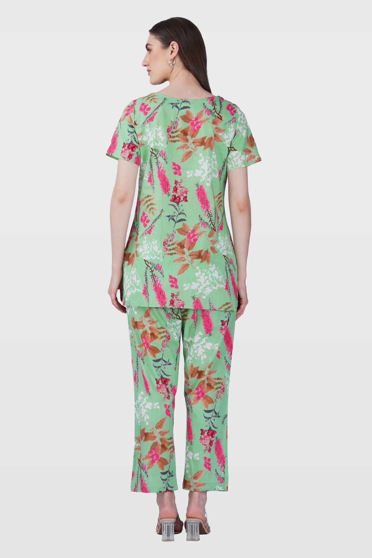 Soft Green Cotton Printed Pyjama Set