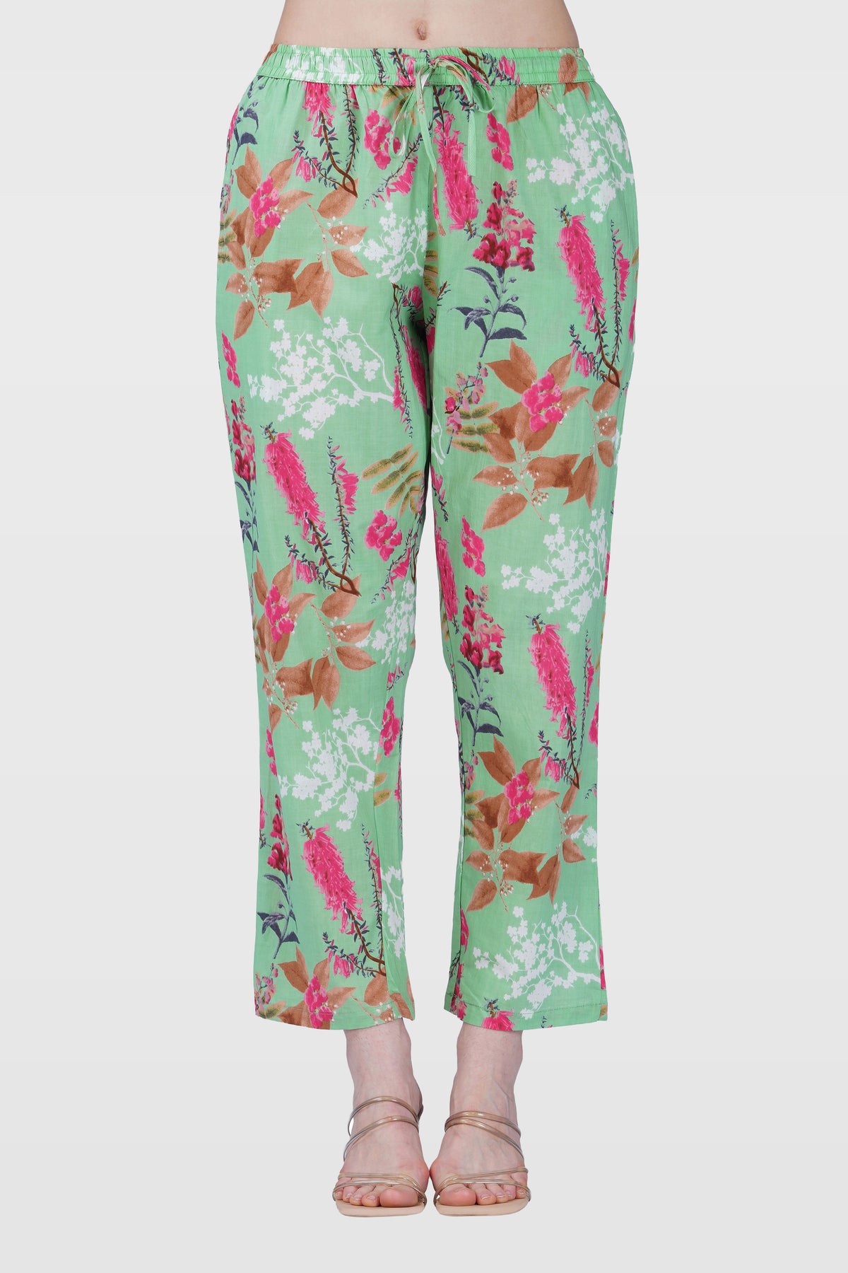 Soft Green Cotton Printed Pyjama Set