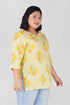 Soft Lemon Yellow Plus Size Cotton Printed Kurti