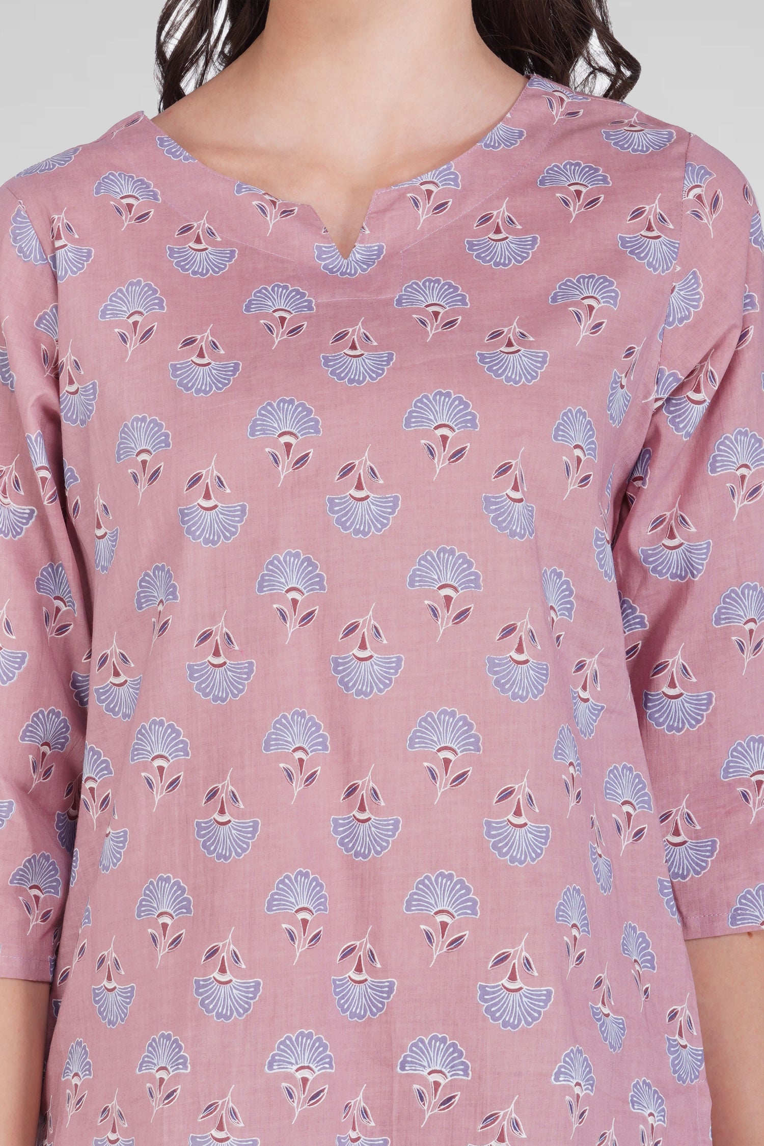 Soft Mauve Cotton Printed Pyjama Set
