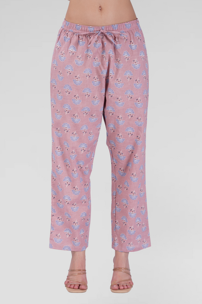 Soft Mauve Cotton Printed Pyjama Set