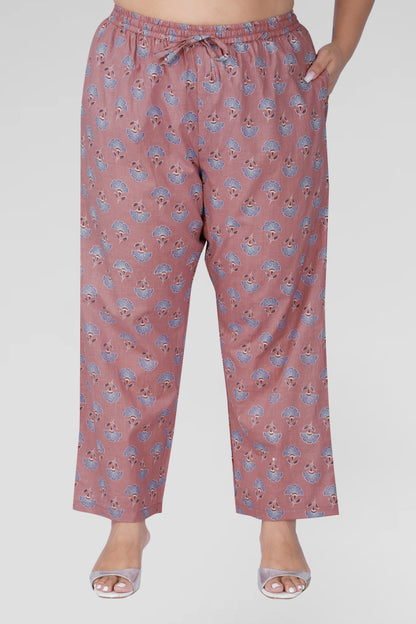 Soft Mauve Plus Size Cotton Printed Pyjama Set