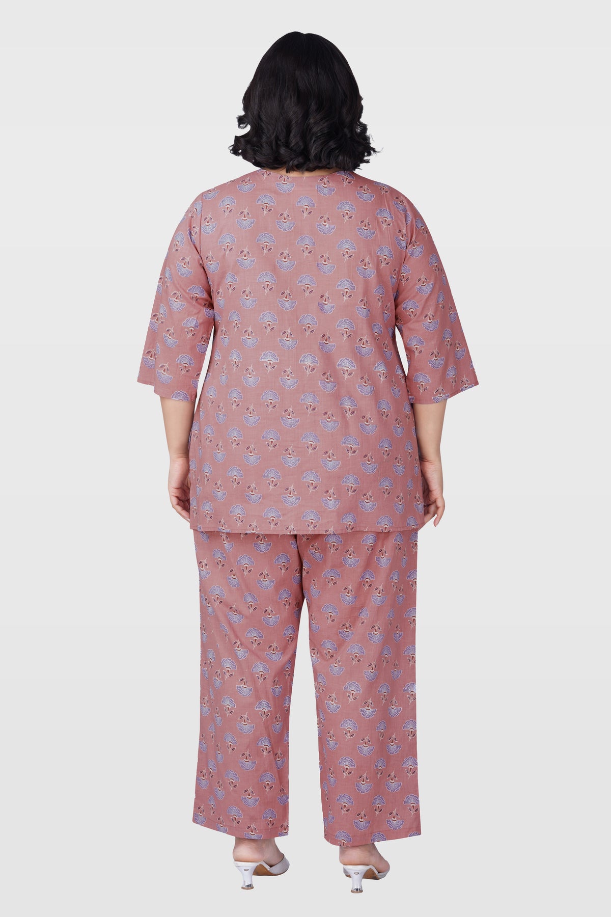 Soft Mauve Plus Size Cotton Printed Pyjama Set