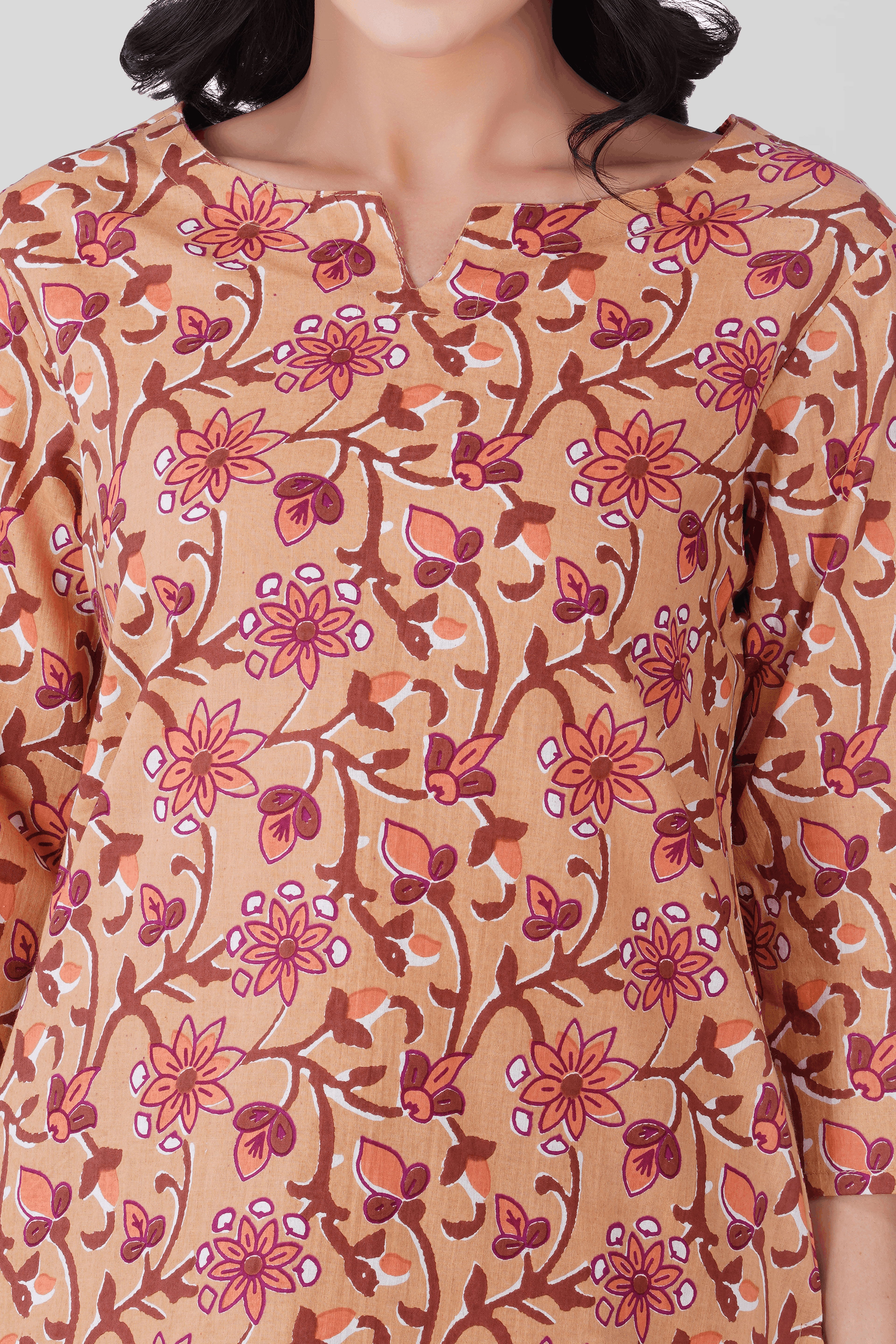 Soft Orange Cotton Printed Pyjama Set