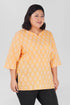 Soft Yellow Plus Size Cotton Printed Kurti