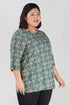 Steel Blue Plus Size Cotton Printed Kurti
