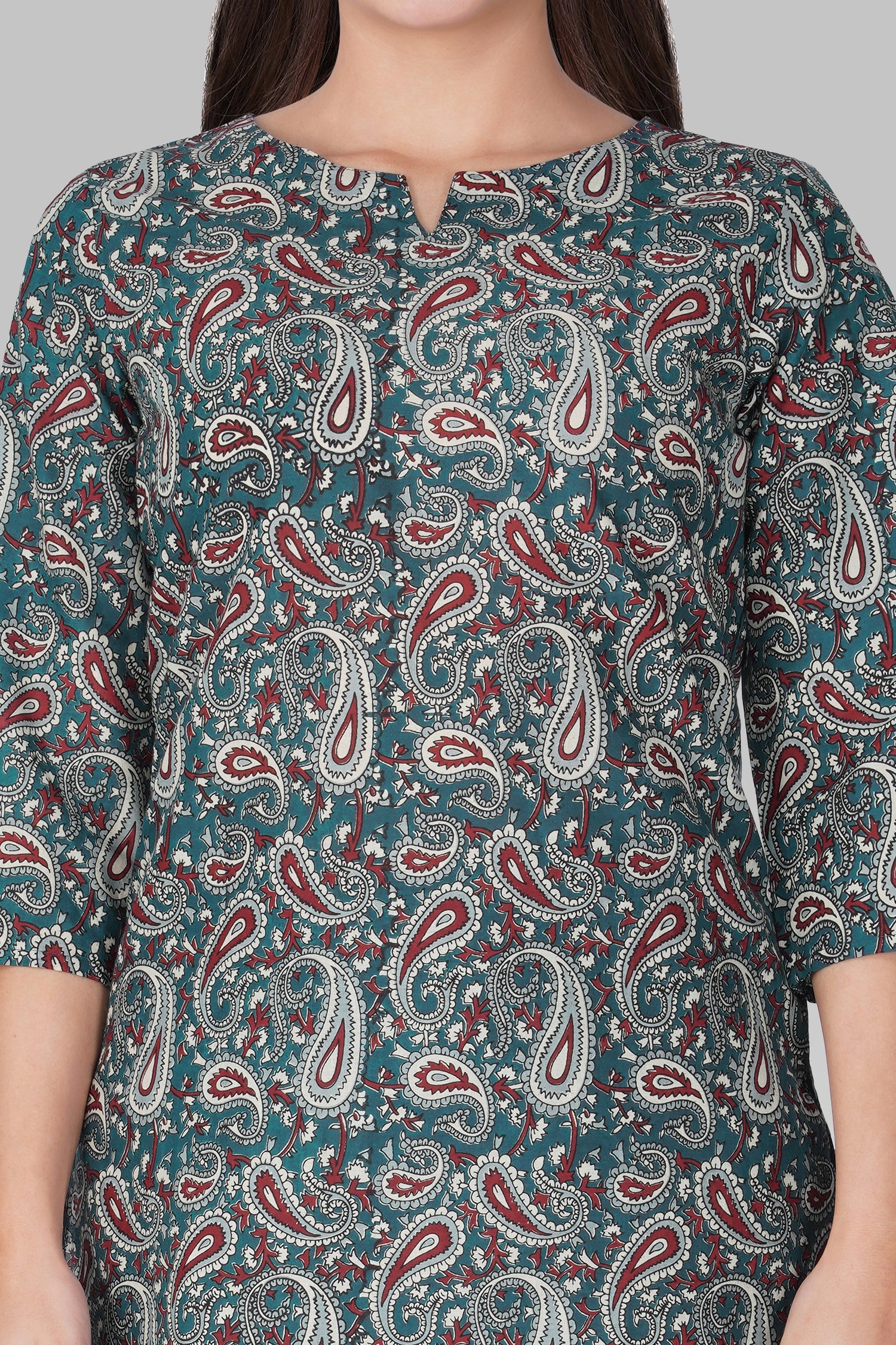 Teal Blue Cotton Printed Pyjama Set