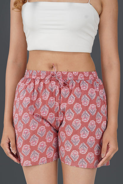 Turkish Rose Cotton Printed Shorts