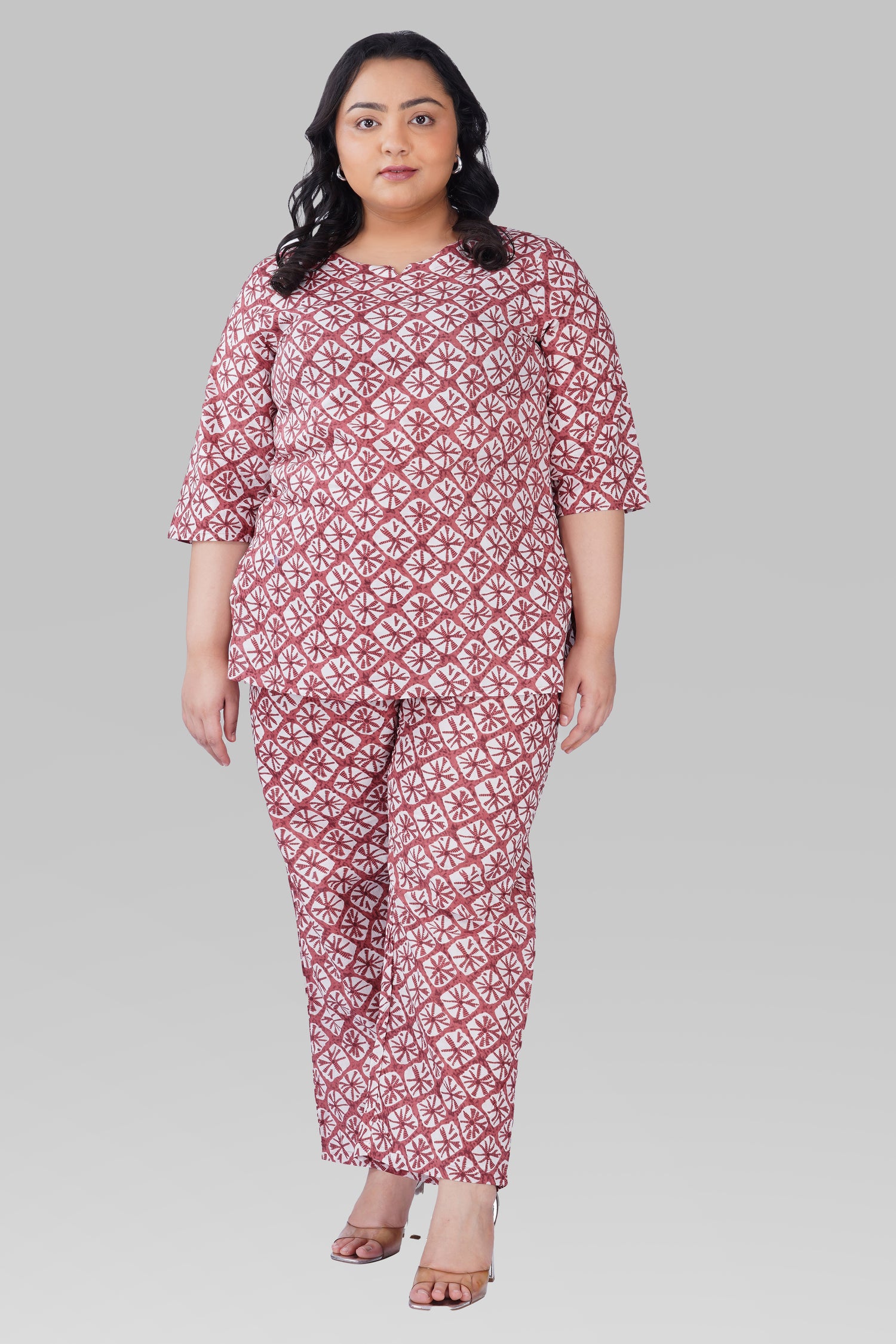 Turkish Rose Plus Size Cotton Printed Pyjama Set