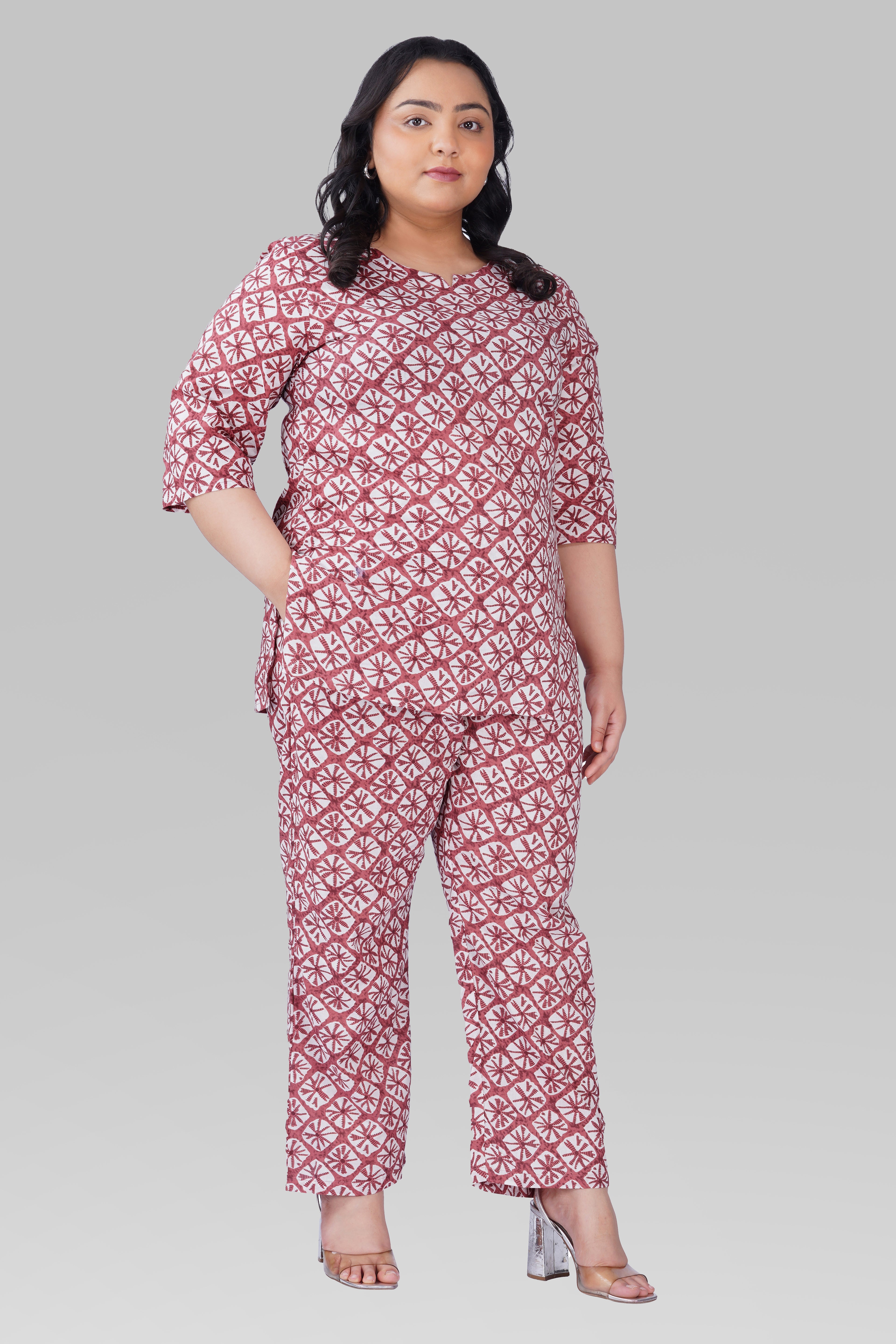 Turkish Rose Plus Size Cotton Printed Pyjama Set