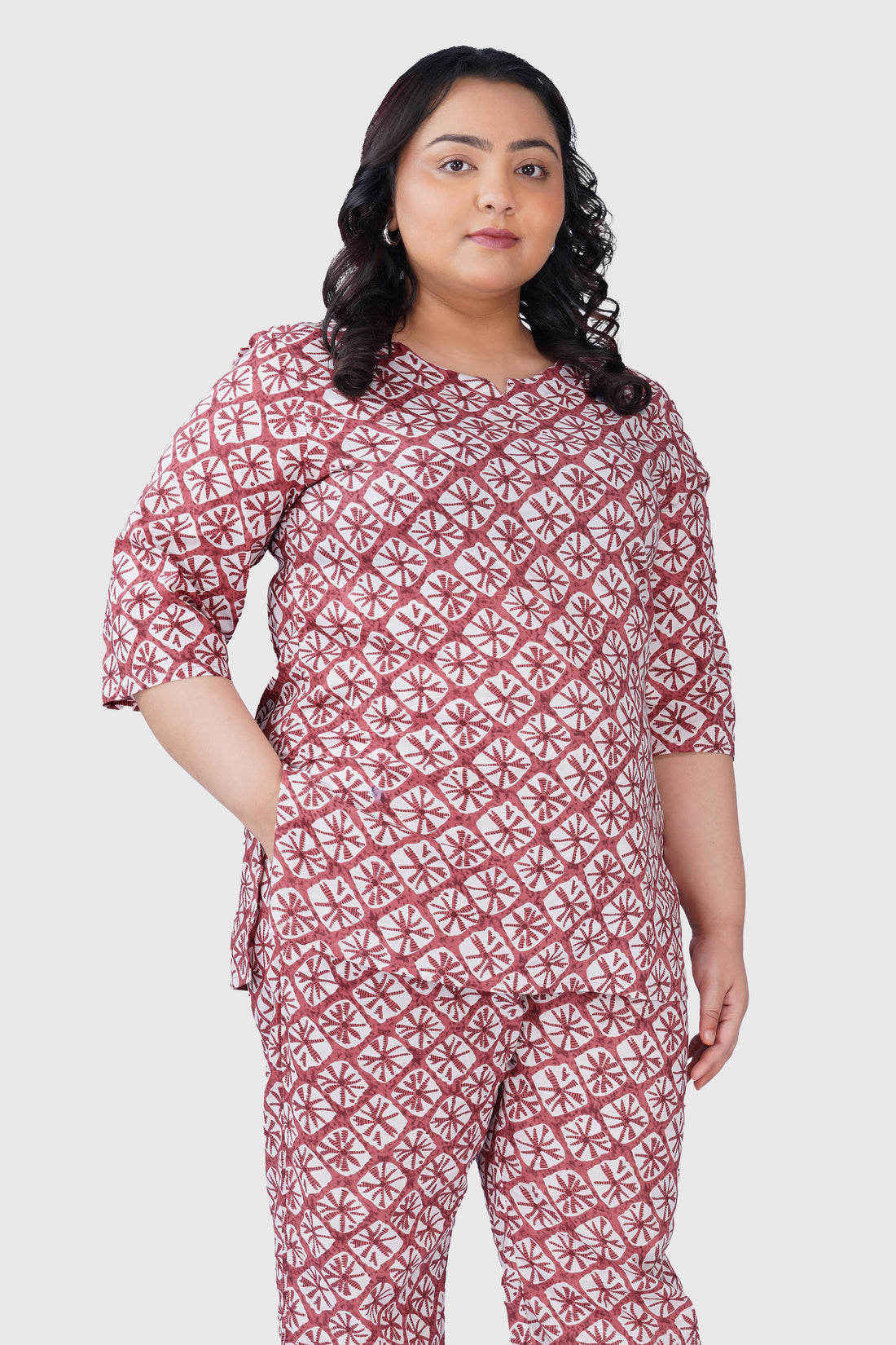 Turkish Rose Plus Size Cotton Printed Pyjama Set