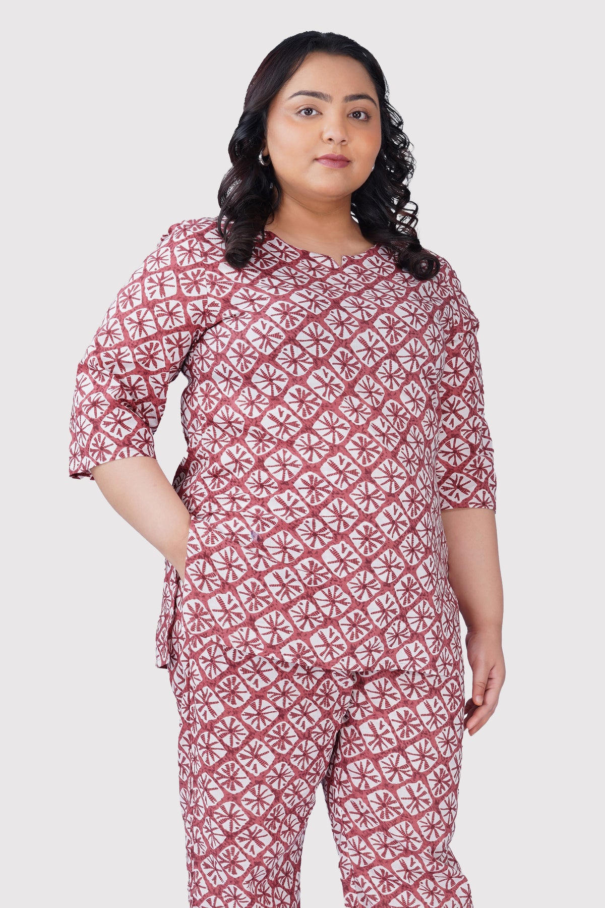Turkish Rose Plus Size Cotton Printed Pyjama Set