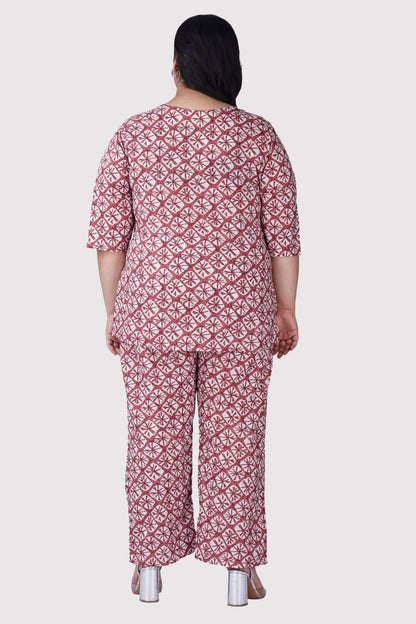 Turkish Rose Plus Size Cotton Printed Pyjama Set