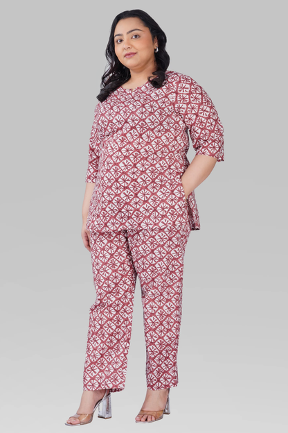 Turkish Rose Plus Size Cotton Printed Pyjamaset