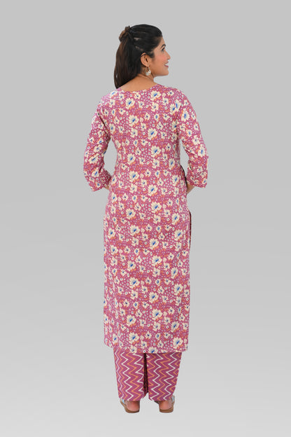 Twilight Lavender Cotton Printed Kurta Set