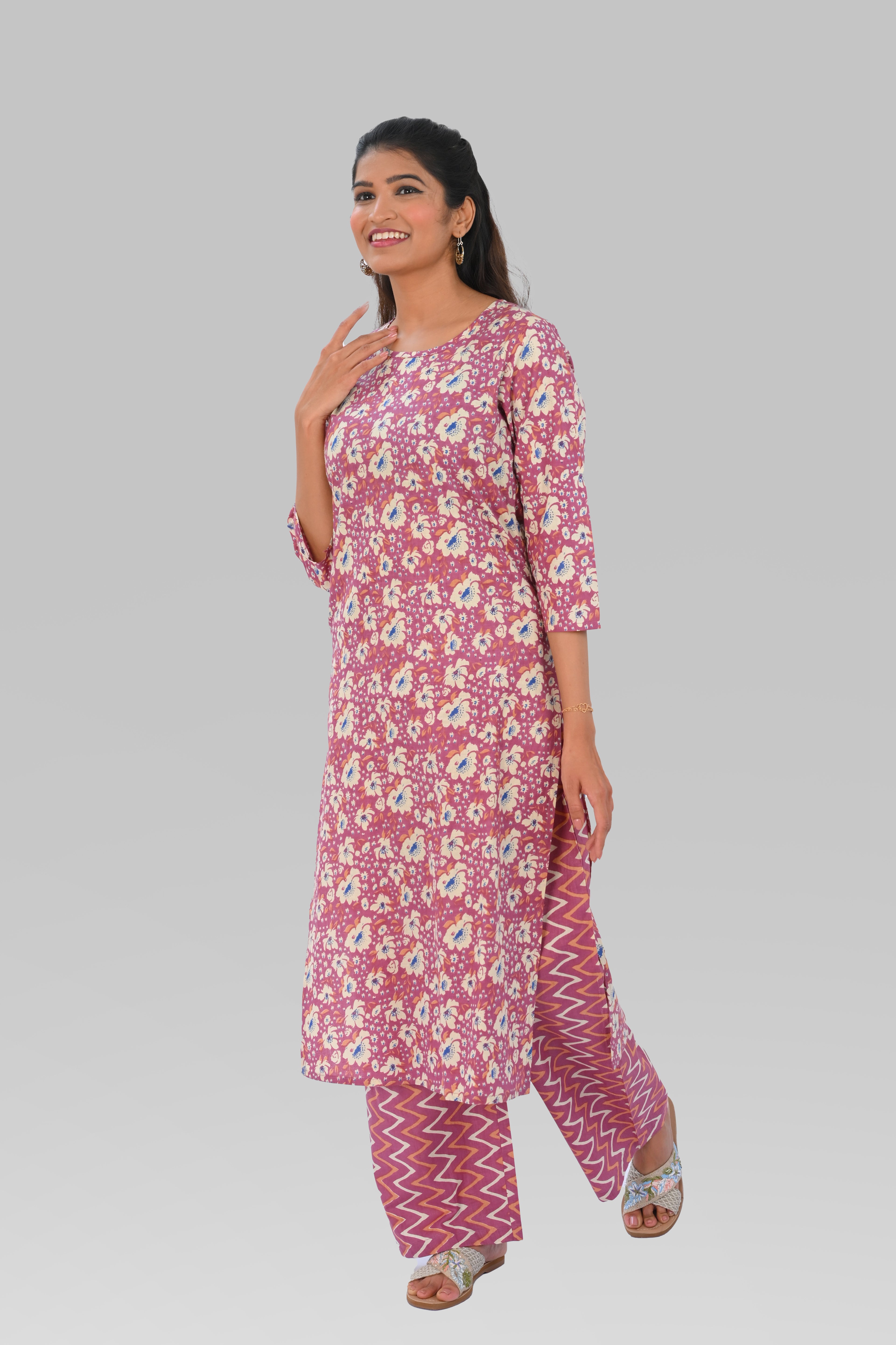 Twilight Lavender Cotton Printed Kurta Set