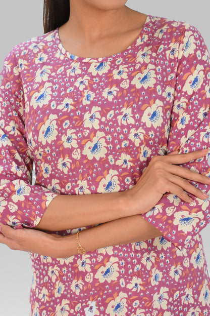 Twilight Lavender Cotton Printed Kurta Set