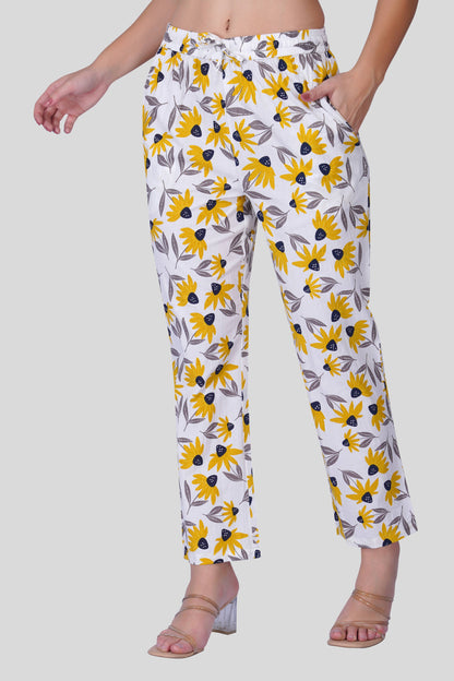 White Notch Collar Cotton Printed Pyjama Set