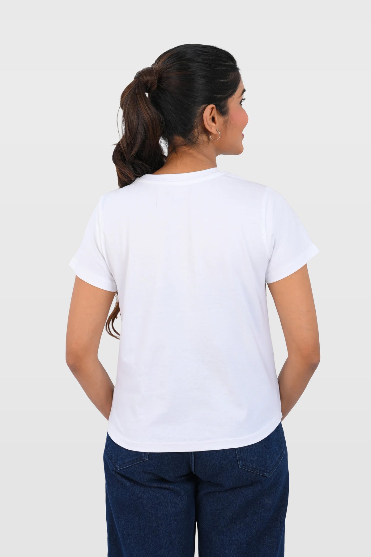 White Cotton Crew Neck T-Shirt