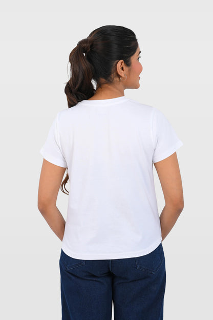 White Cotton Crew Neck T-Shirt