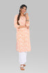 White Cotton Printed Long Kurta