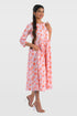 White Cotton Printed Midi Dress
