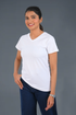 White Cotton V Neck T-Shirt